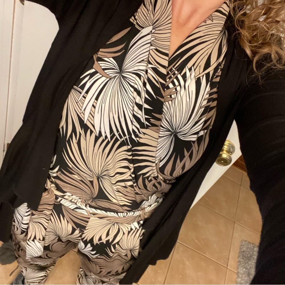 Elegant Palm Print Jumpsuit